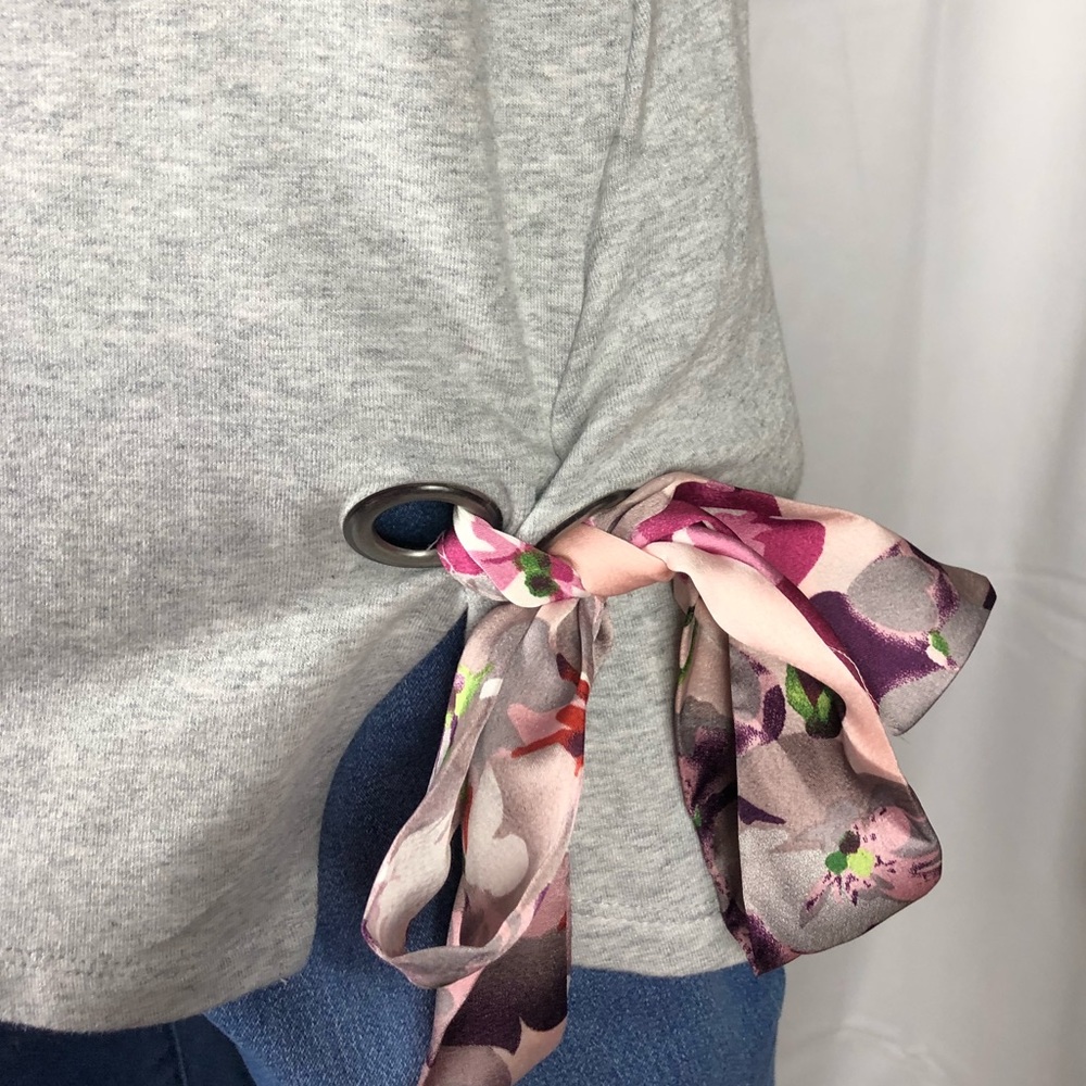 Tie Front Gray Sweatshirt